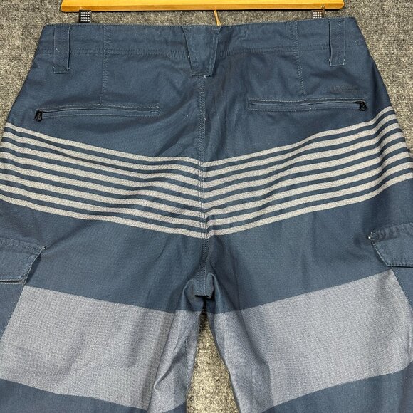Volcom H2O Cargo Shorts Mens 34 Blue Stripe Zip Fly Pockets - Picture 9 of 9